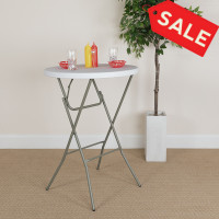 Flash Furniture 32'' Round Granite White Plastic Bar Height Folding Table DAD-YCZ-80R-2-BAR-GW-GG